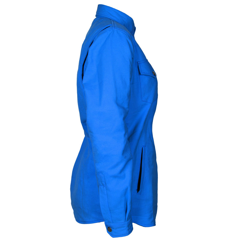 Load image into Gallery viewer, Protective Flannel Shirt for Women - Blue Solid with Pads