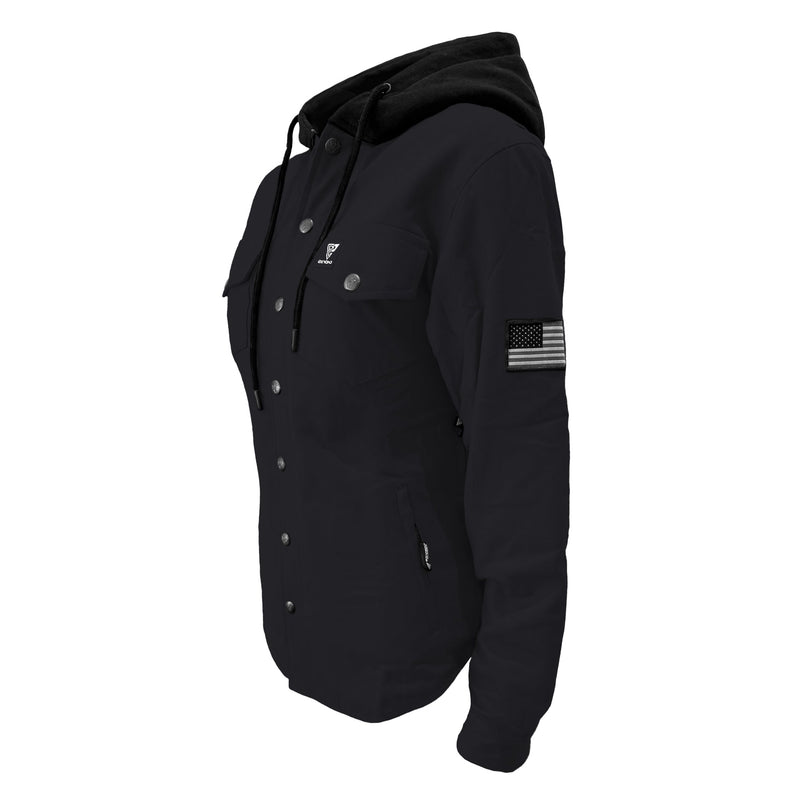 Load image into Gallery viewer, Protective Flannel Hoodie For Women - Black Solid