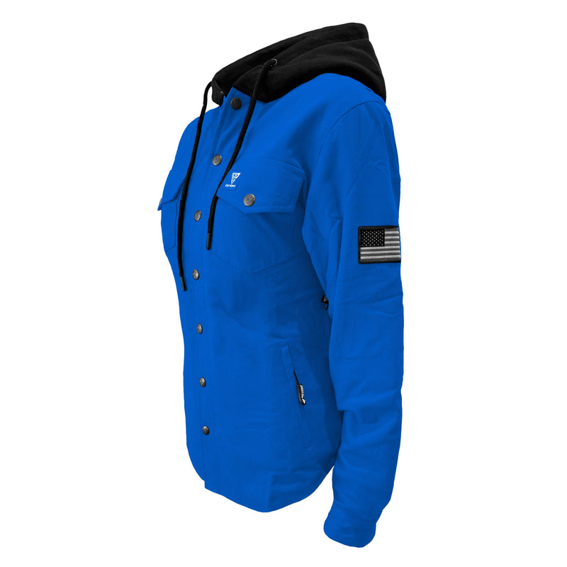 Load image into Gallery viewer, Protective Flannel Hoodie For Women - Blue Solid