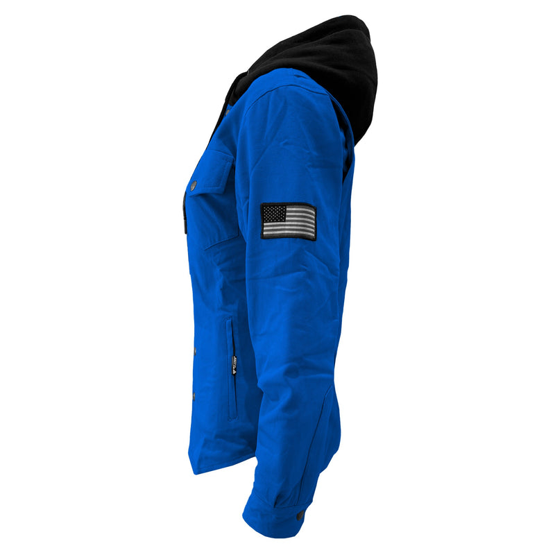 Load image into Gallery viewer, Protective Flannel Hoodie For Women - Blue Solid