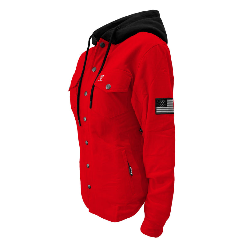 Load image into Gallery viewer, Protective Flannel Hoodie For Women - Red Solid