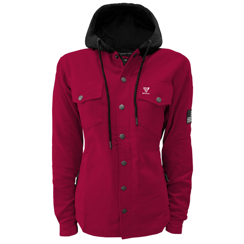 Load image into Gallery viewer, Protective Flannel Hoodie For Women - Red Maroon Solid