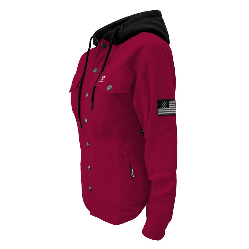 Load image into Gallery viewer, Protective Flannel Hoodie For Women - Red Maroon Solid