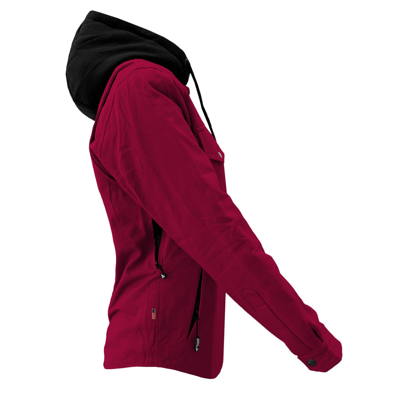 Load image into Gallery viewer, Protective Flannel Hoodie For Women - Red Maroon Solid