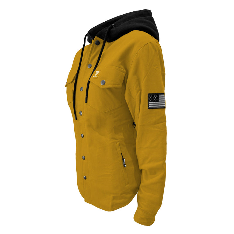 Load image into Gallery viewer, Protective Flannel Hoodie For Women - Yellow Solid with Pads