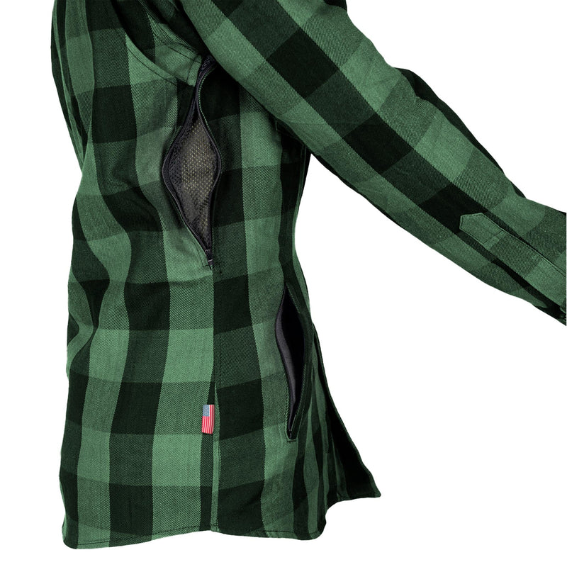 Load image into Gallery viewer, Protective Flannel Shirt for Women - Dark Green Checkered