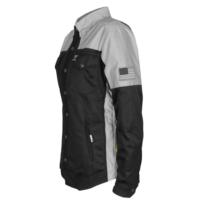 Load image into Gallery viewer, Summer Mesh Reflective Shirt "Alloy Eclipse" for Women - Black and Silver