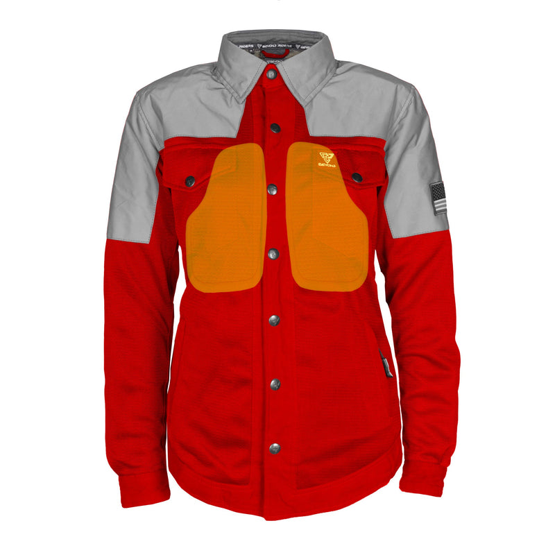 Load image into Gallery viewer, Summer Mesh Reflective Shirt Red Eclipse for Women - with Pads