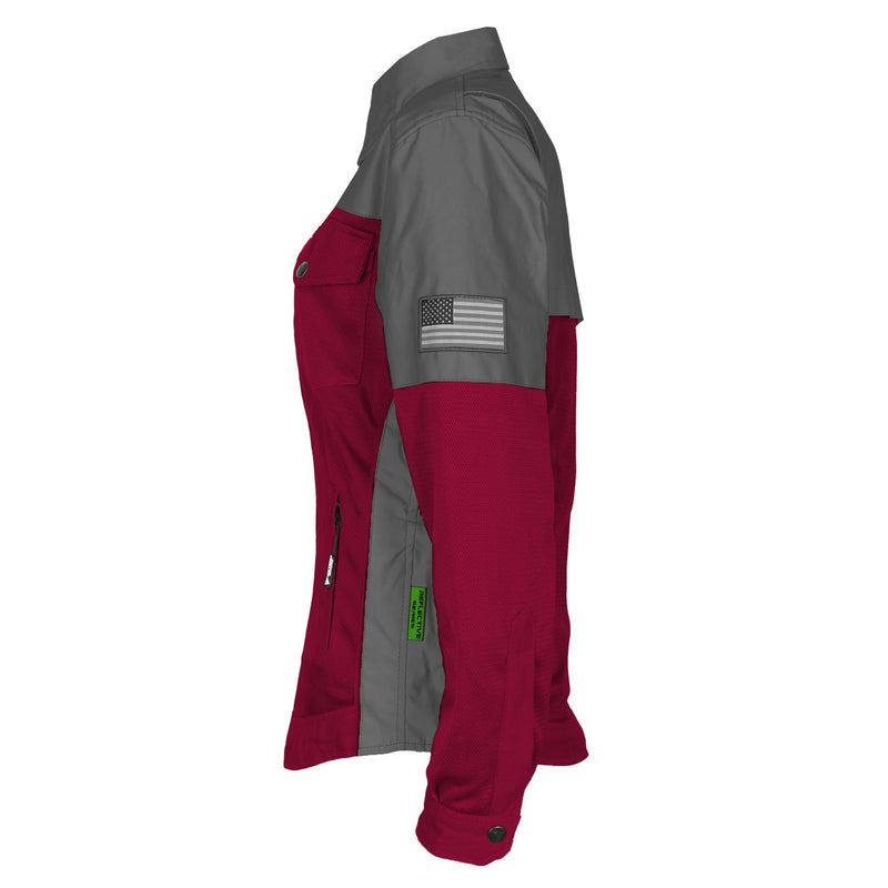 Load image into Gallery viewer, Summer Mesh Reflective Shirt Red Maroon Nebula for Women - with Pads