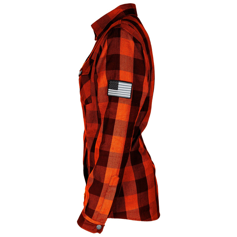 Load image into Gallery viewer, Protective Flannel Shirt for Women - Orange and Black Checkered