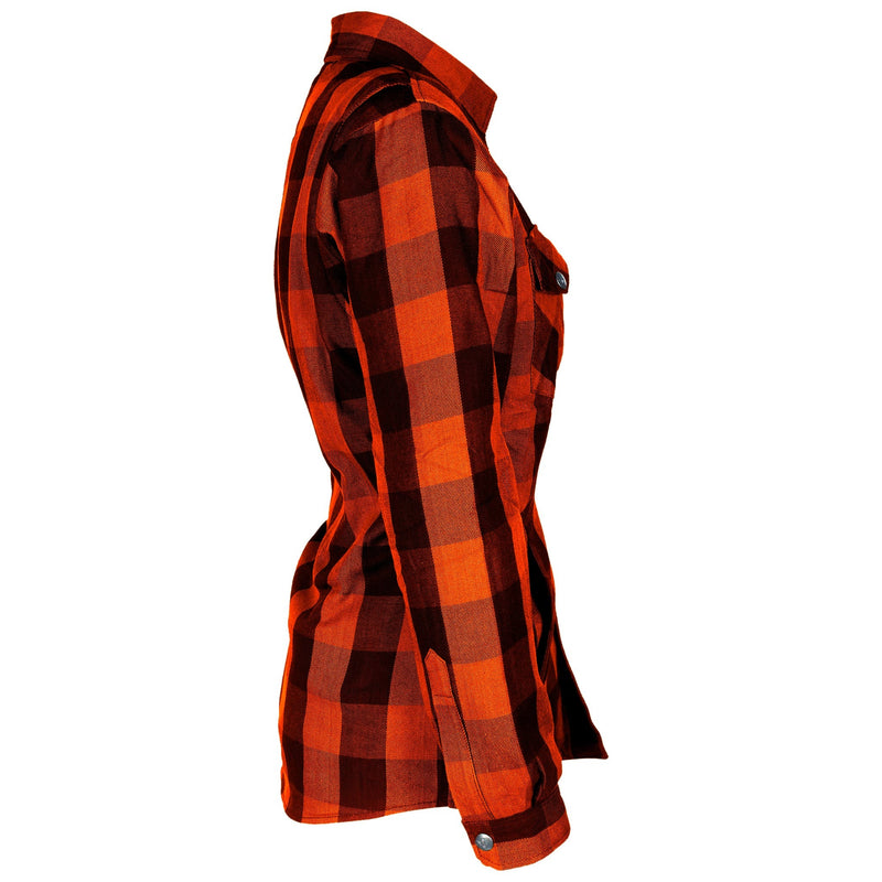 Load image into Gallery viewer, Protective Flannel Shirt for Women - Orange and Black Checkered
