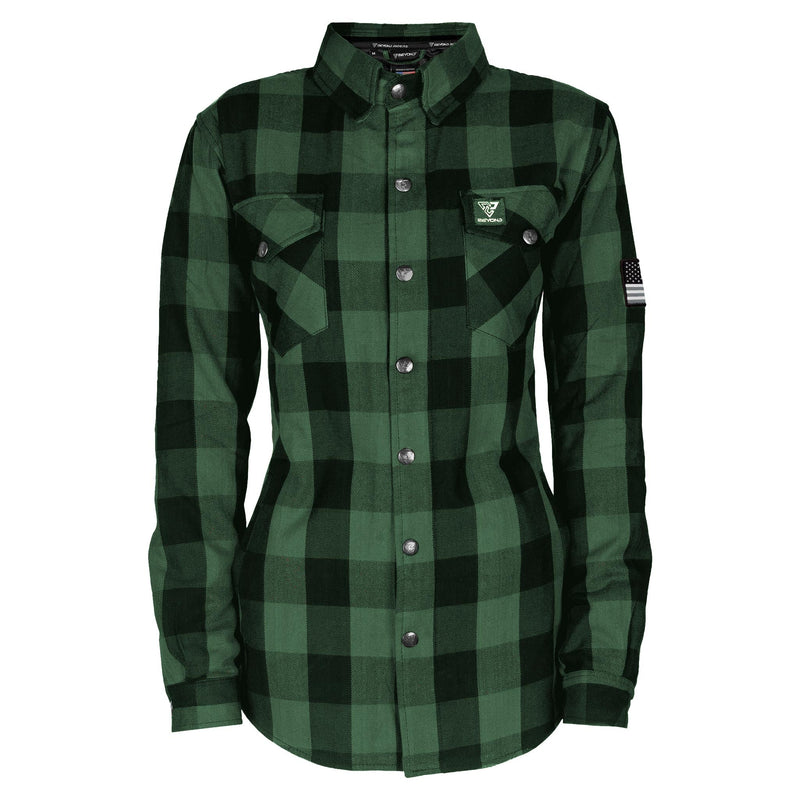 Load image into Gallery viewer, Protective Flannel Shirt for Women - Dark Green Checkered