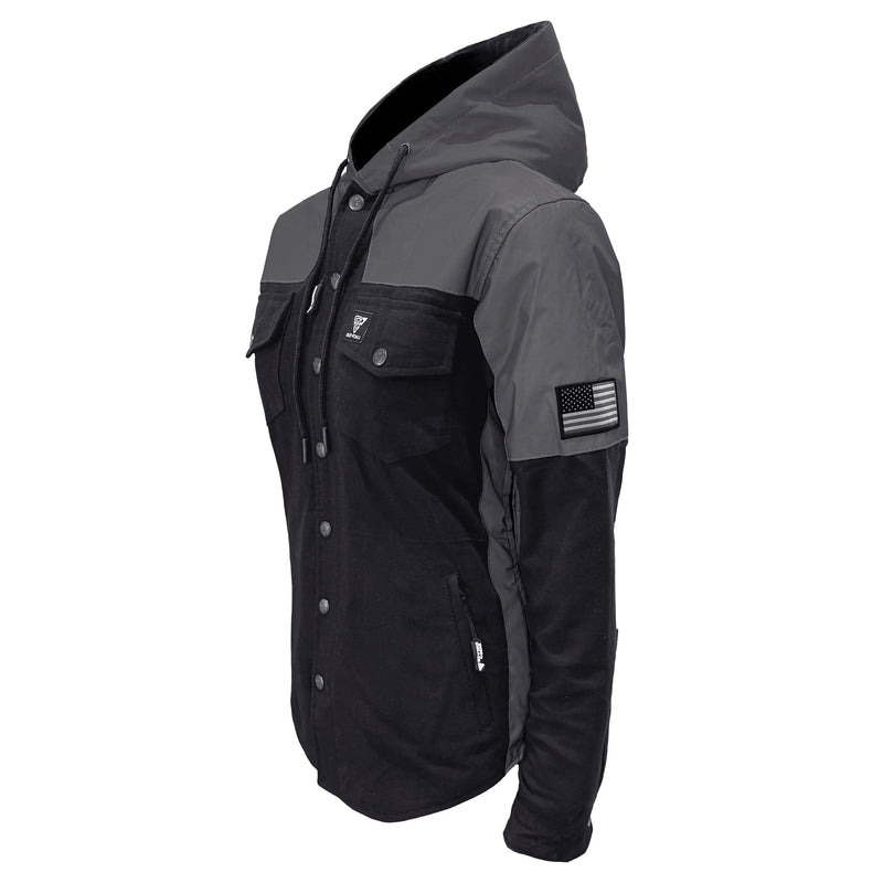 Load image into Gallery viewer, Protective Reflective Flannel Hoodie "Nightfall Nebula" For Women - Black