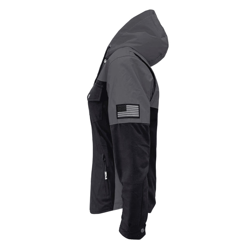 Load image into Gallery viewer, Protective Reflective Flannel Hoodie "Nightfall Nebula" For Women - Black