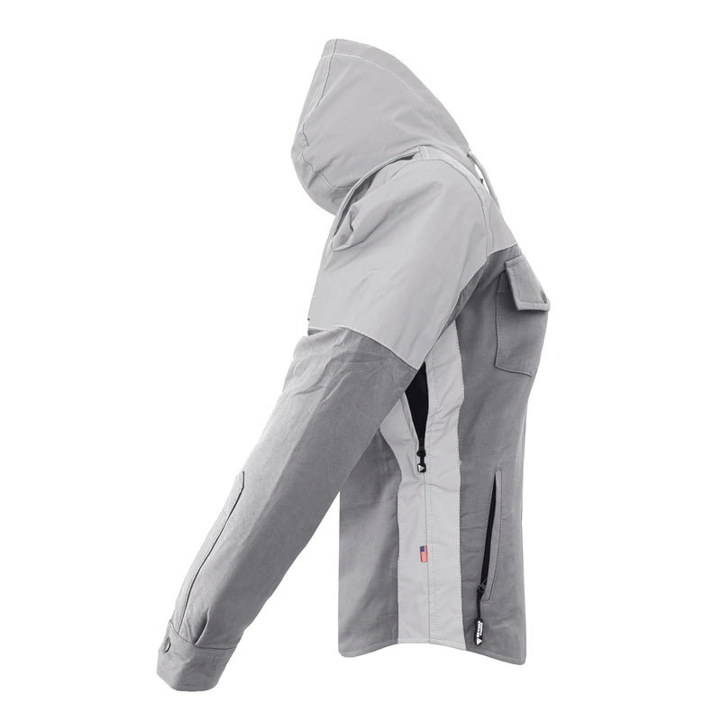 Load image into Gallery viewer, Protective Reflective Flannel Hoodie "Twilight Titanium" For Women - Grey and Silver