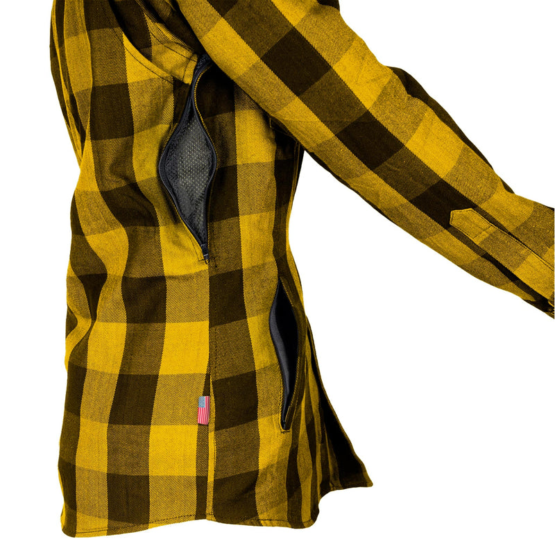 Load image into Gallery viewer, Protective Flannel Shirt for Women - Yellow and Black Checkered