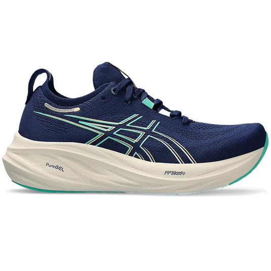 Women's Asics Gel-Nimbus 26, Blue Expanse/Aurora Green, 12 B Medium - Skoutley Outdoors LLC