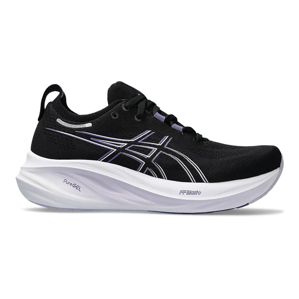 Women's Asics GEL-Nimbus 26, Black/Dusty Purple, 13 B Medium - Skoutley Outdoors LLC