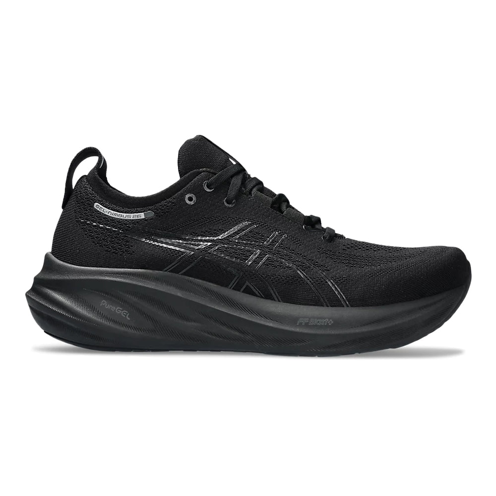 Women's Asics GEL-Nimbus 26, Black/Black, 7 D Wide - Skoutley Outdoors LLC