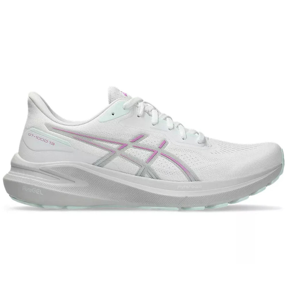 Women's Asics GT-1000 13, White/Lavender Glow, 10.5 B Medium - Skoutley Outdoors LLC