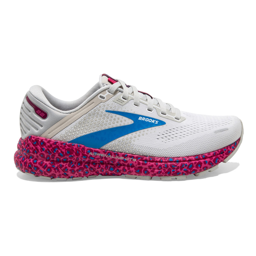 Women's Brooks Adrenaline GTS 22, White/Oyster/Brilliant, 7 B Medium - Skoutley Outdoors LLC