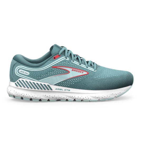 Women's Brooks Ariel GTS 23, Nile Blue/Blue/Bittersweet, 7 D Wide - Skoutley Outdoors LLC