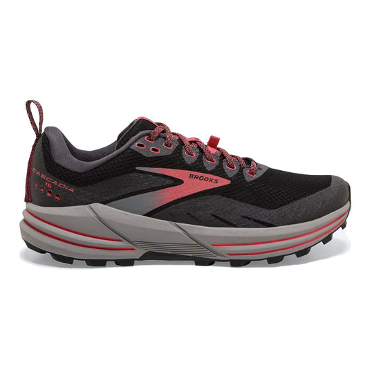 Women's Brooks Cascadia 16 GTX, Black/Blackened Pearl/Coral, 6 B Medium - Skoutley Outdoors LLC
