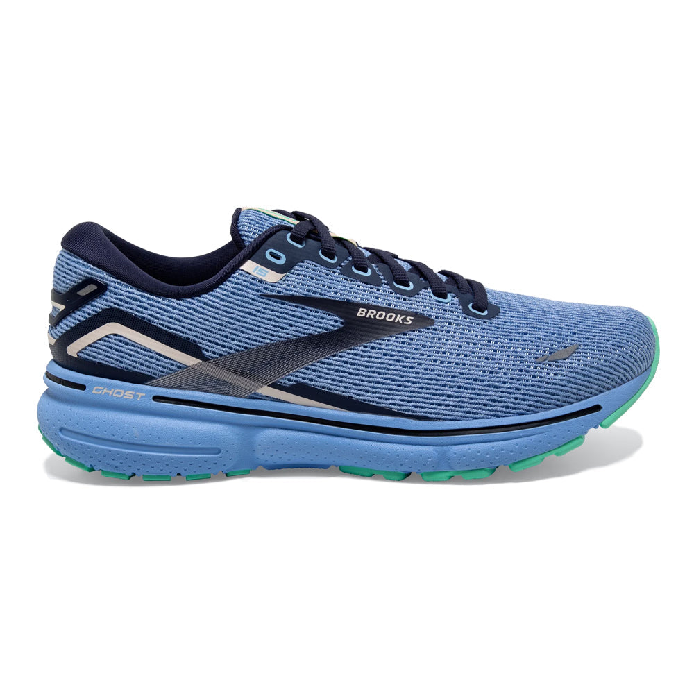 Women's Brooks Ghost 15, Vista Blue/Peacoat/Linen, 5 B Medium - Skoutley Outdoors LLC