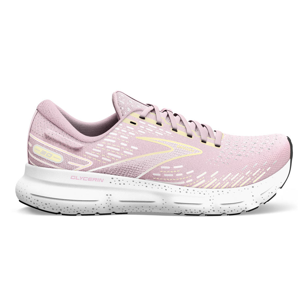 Women's Brooks Glycerin 20, Pink/Yellow/White, 5 B Medium - Skoutley Outdoors LLC