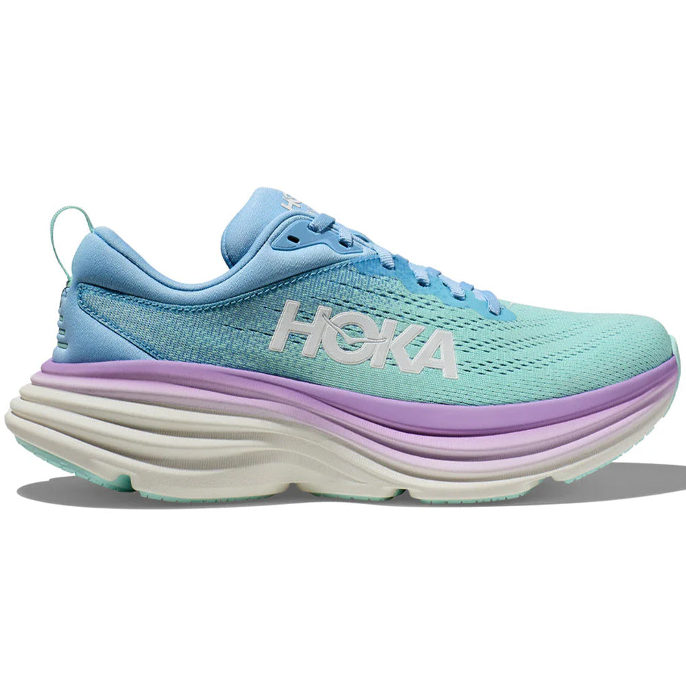 Women's Hoka Bondi 8, Airy Blue/Sunlit Ocean, 5 D Wide - Skoutley Outdoors LLC