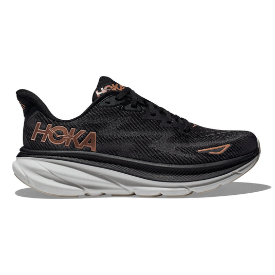 Women's Hoka Clifton 9, Black/Rose Gold, 5 B Medium - Skoutley Outdoors LLC