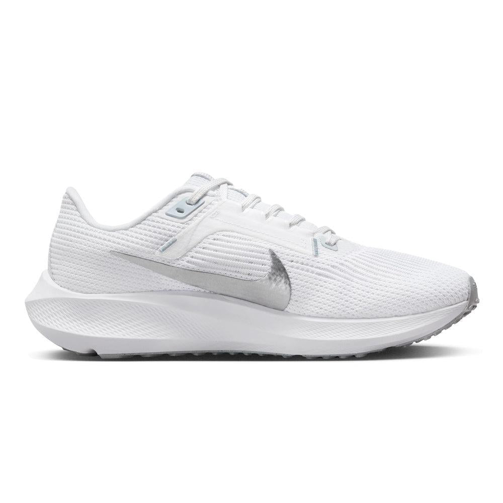 Women's Nike Pegasus 40, White/Metallic Silver-Pure Platinum, 5 B Medium - Skoutley Outdoors LLC