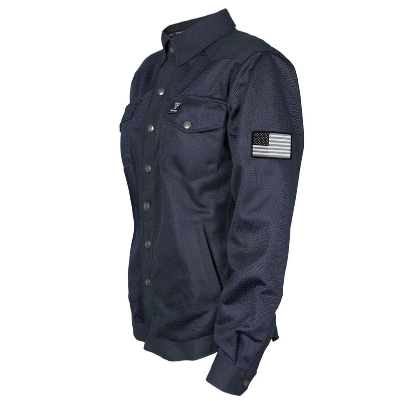 Load image into Gallery viewer, Protective Summer Mesh Shirt for Women - Navy Blue Solid with Pads