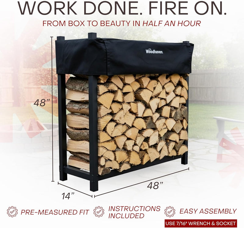 Load image into Gallery viewer, 4 ft Steel Firewood Rack Holds 1/4 Cord Woodhaven