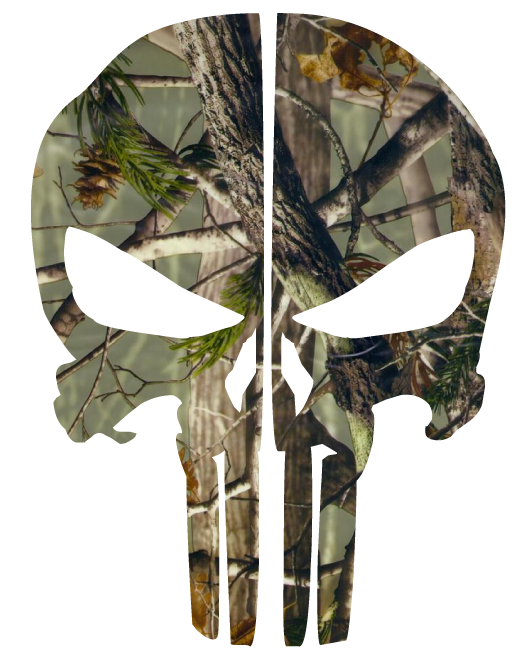 WOODS CAMO PUNISHER SKULL REAR HELMET REFLECTIVE HELMET DECAL