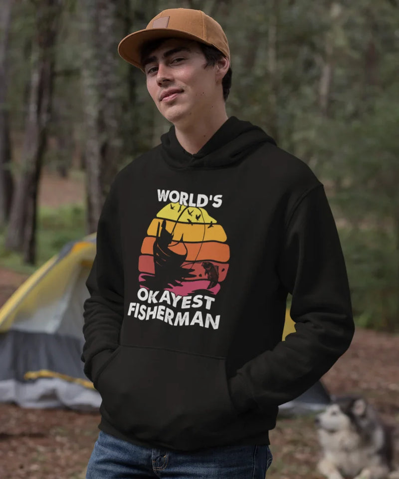 Load image into Gallery viewer, World's Okayest Fisherman Unisex Hoodie