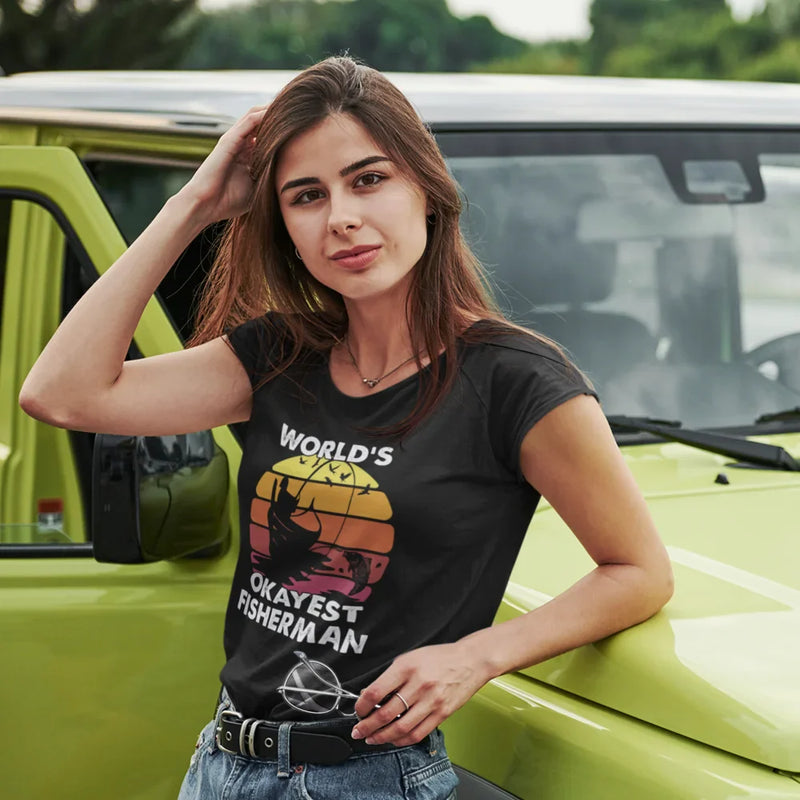 Load image into Gallery viewer, World's Okayest Fisherman T-Shirt for Women