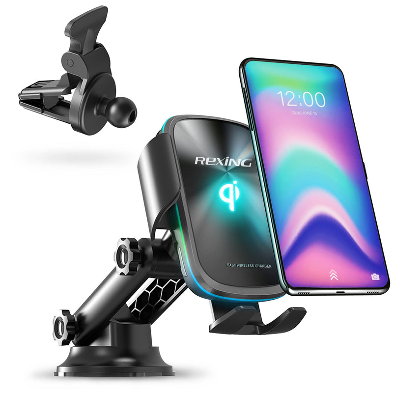 Load image into Gallery viewer, Rexing X5 Motorized Wireless 15W/7.5W Qi Charging Car Mount w/Auto Sensing Automatic Clamping
