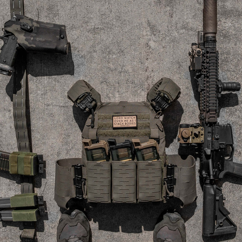Load image into Gallery viewer, Lord Watch Over Me As I Stack Bodies Soft Velcro Patch
