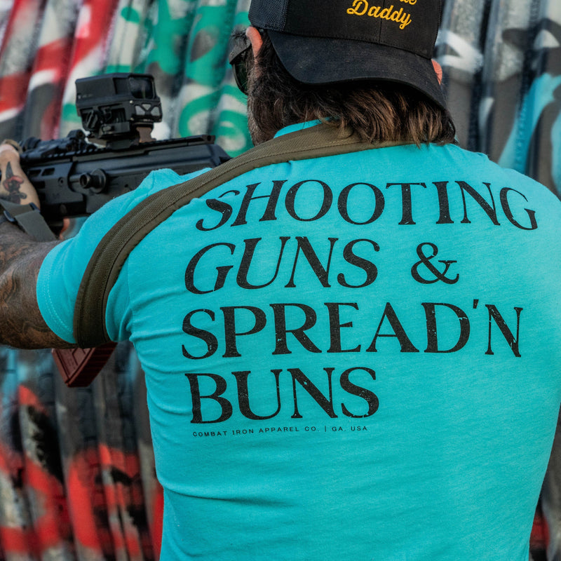 Load image into Gallery viewer, Shooting Guns & Spread'n Buns Men's T-Shirt