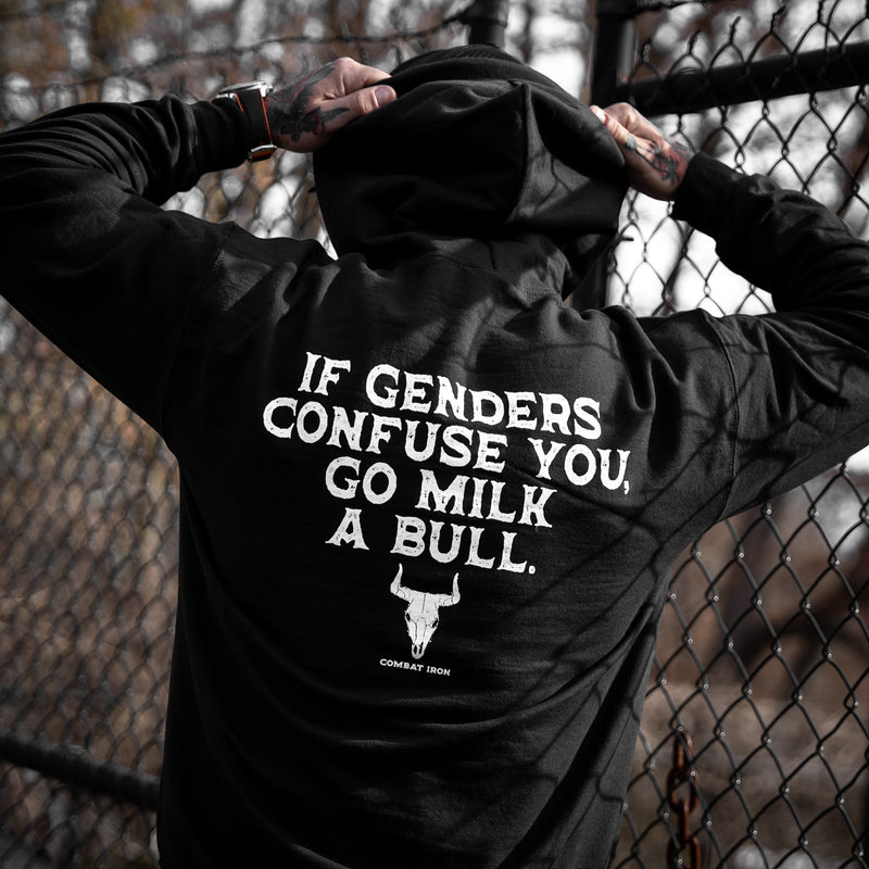 Load image into Gallery viewer, If Genders Confuse You, Go Milk a Bull Men's Hoodie