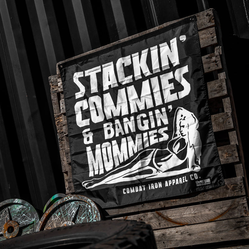Load image into Gallery viewer, Stackin' Commies & Bangin' Mommies 3'x3' Flag