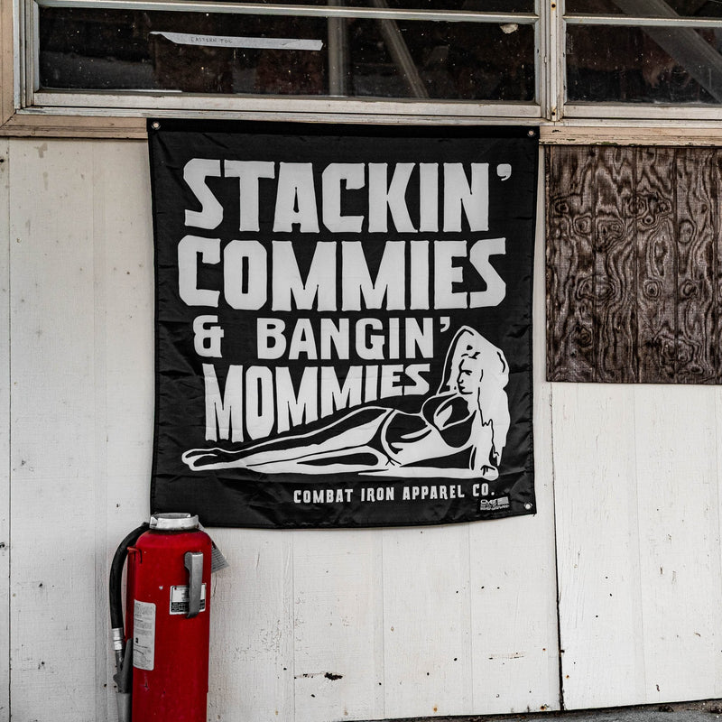 Load image into Gallery viewer, Stackin' Commies & Bangin' Mommies 3'x3' Flag
