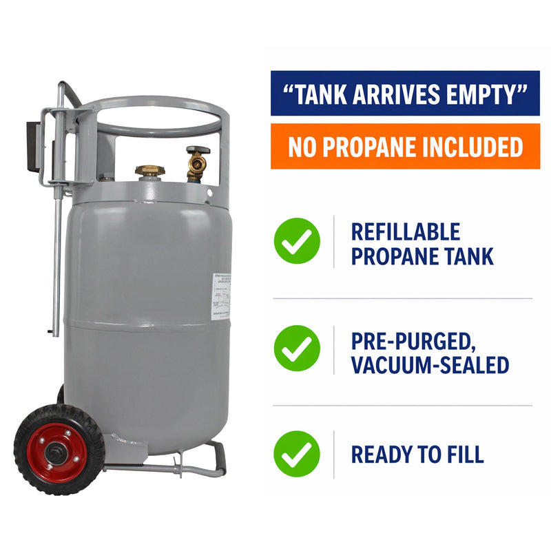 Load image into Gallery viewer, Flame King 30lb Horizontal & Vertical Propane Cylinder Gauge OPD & Wheels