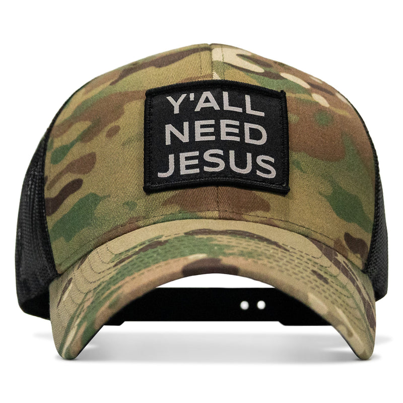 Load image into Gallery viewer, Y'all Need Jesus Patch Snapback Hat