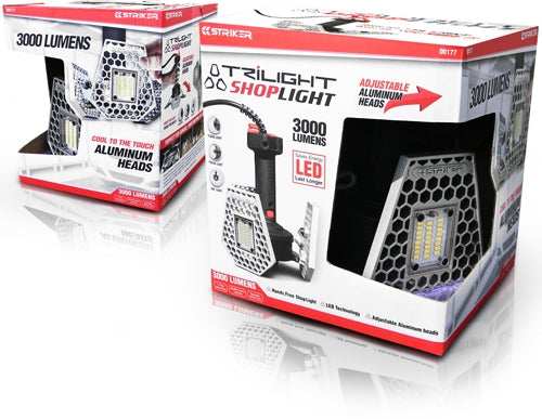 Striker Trilight Shop Light - 3000 Lumens W/adjustable Head< - Skoutley Outdoors LLC