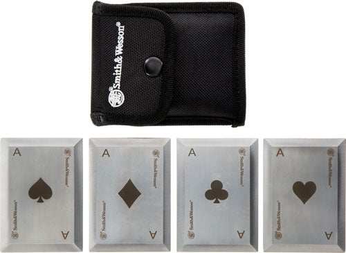 S&w Bullseye Throwing Cards - 4-pack Ss Laser Etched W/shth - Skoutley Outdoors LLC