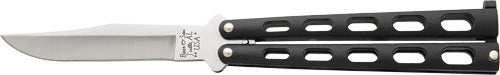 Bear & Son Butterfly Knife - 3.58" Black/ss Clip Point - Skoutley Outdoors LLC