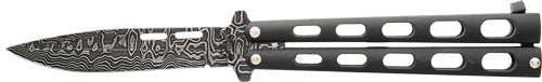 Bear & Son Butterfly Knife - 3.38" Black Damascus - Skoutley Outdoors LLC
