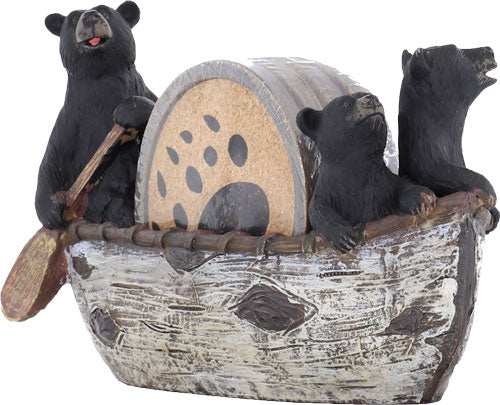 Rivers Edge Bears In A Boat - Coaster Set 4 Piece - Skoutley Outdoors LLC